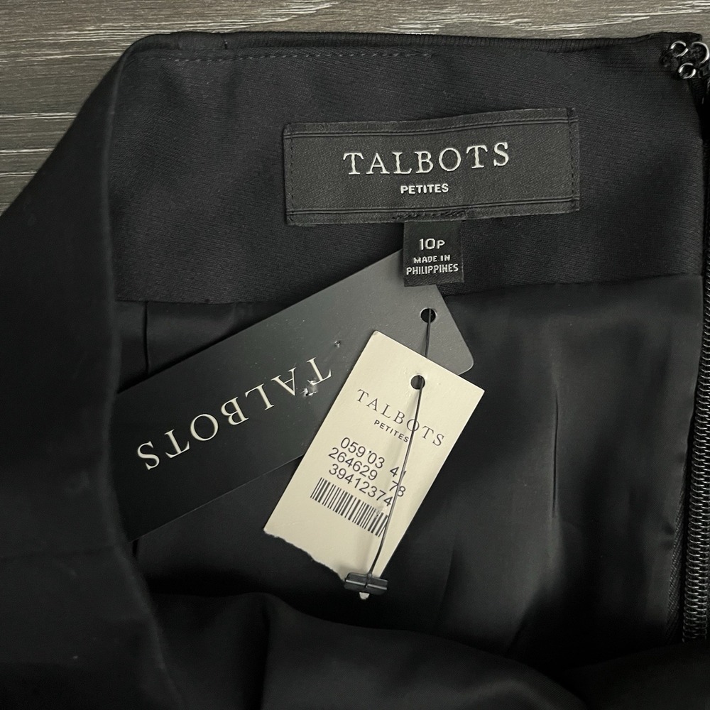 Talbots Pencil Skirt Size 10P Black NWT Knee Length Cotton Blend Stretch‎ Career - Picture 2 of 6